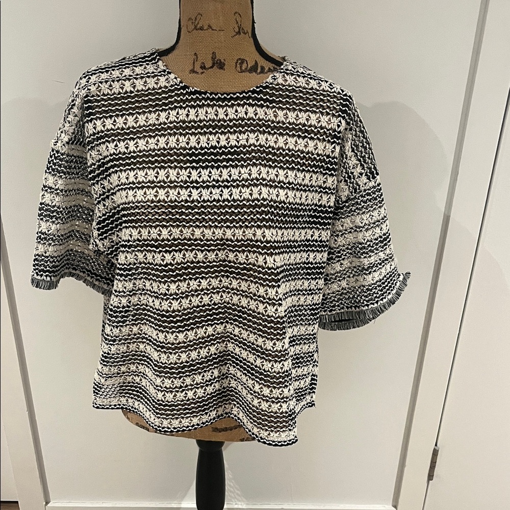 LOFT Monochrome Striped Blouse